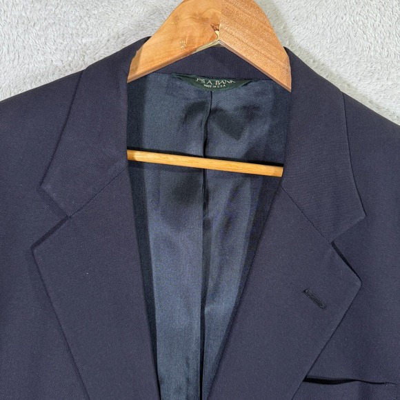 VINTAGE Jos A Bank Blazer Jacket Mens 44R Navy Single Breasted Made in USA EUC - Picture 1 of 12
